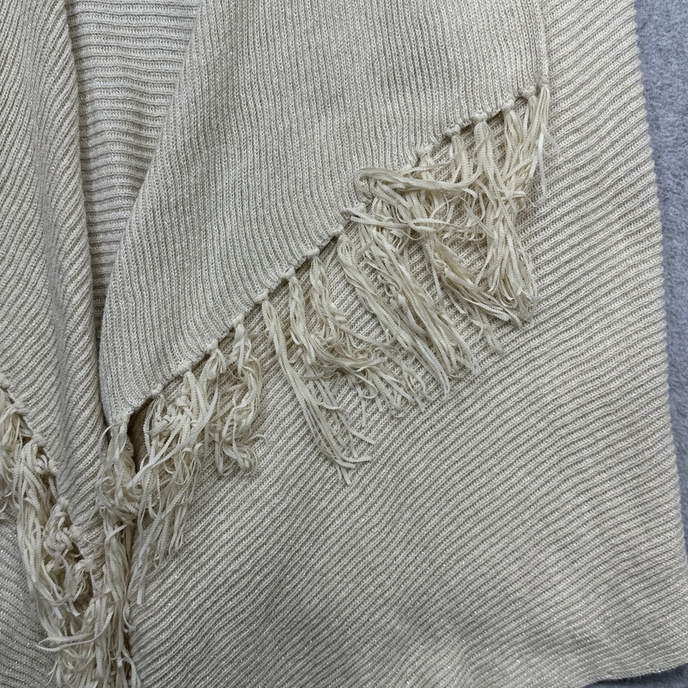 Lilly Pulitzer Andella Sweater Women XL Beige Glitter Fringe Sleeveless Open - Picture 11 of 12